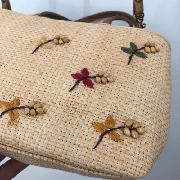 Vintage 90’s Fossil straw crossbody bag with bead detail 0753 - Picture 2 of 12